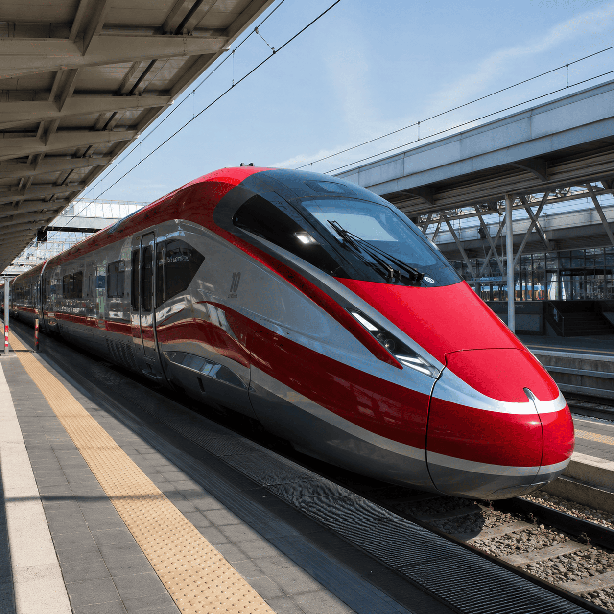 Tren de alta velocidad con pintura premium Dekoin 98 en estación