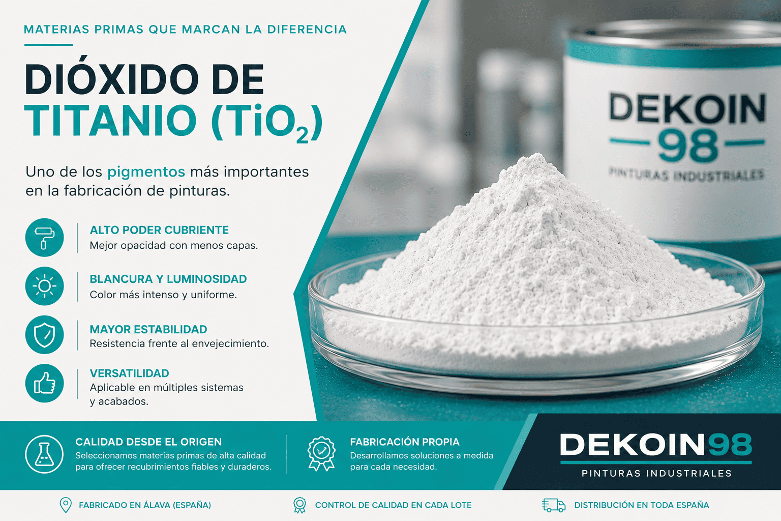 Dióxido de titanio en pinturas: qué es y por qué es tan importante | Dekoin 98
